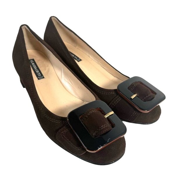 Claudia Ciuti Brown Suede Buckle Loafer Pump Shoe Womens 6.5 Classic Comfort - Picture 1 of 12
